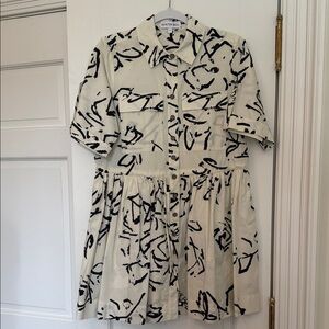 Hunter Bell Black and Cream Abstract Dress